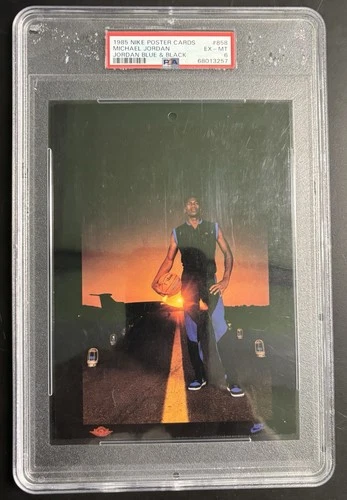 1985 NIKE POSTER CARDS JORDAN BLUE & BLACK #290858 MICHAEL JORDAN PSA 6