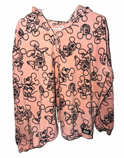 Disney Mickey Mouse Pink Black Full Zip Hoodie Women Plus Size 3XL