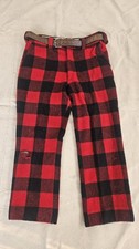 Vintage 50s Wool Buffalo Plaid Lumberjack Hunting Logger Pants Red  Black 33