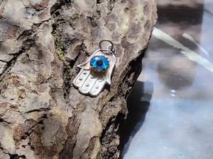 Vintage Sterling Hamsa Pendant ~ All Seeing Eye