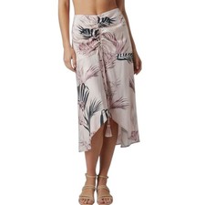 NEW Significant Other Midi Skirt Size 10 Pink Palm Leaf Print
