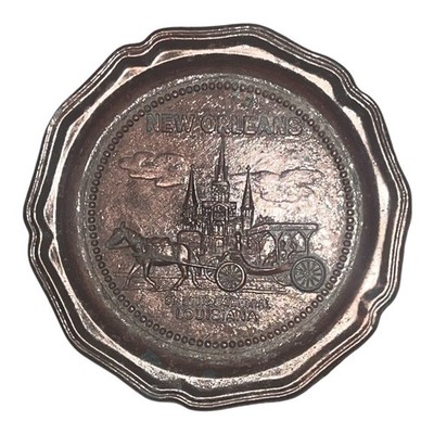 Vintage New Orleans St. Louis Cathedral Copper on Pewter Coaster Trinket Dish