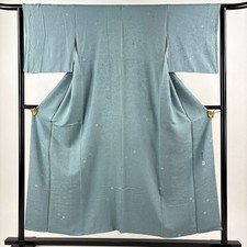 JAPANESE KIMONO FINE PATTERN BLUE-GRAY 152cm 4 ft 12 in PURE SILK FF9040