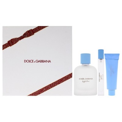 D&G LIGHT BLUE POUR HOMME 3 PC GIFT SET MEN - 3.4 OZ EDT + 1.7OZ S. g. + 0.33 OZ