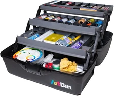 ArtBin 3-Tray Art Supply Box Versatile Organizer for Brushes, Paints, Stamps