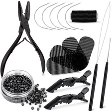 Sew In Extension Kit Hair Feathers Silicone Micro Beads Pliers for Styling