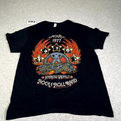 Aerosmith T Shirt Large Men Black 1977 Tour Graphic America's Greatest Rock Band