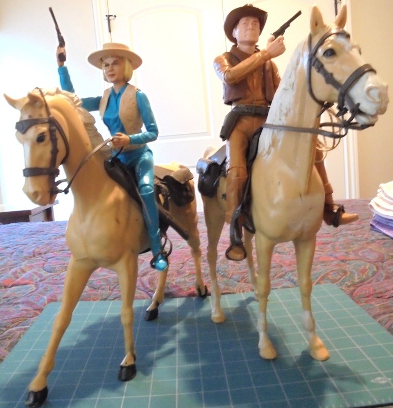 Marx Johnny & Jane West #5 w Accessories, Horses w Complete Tack   Janice, Josie