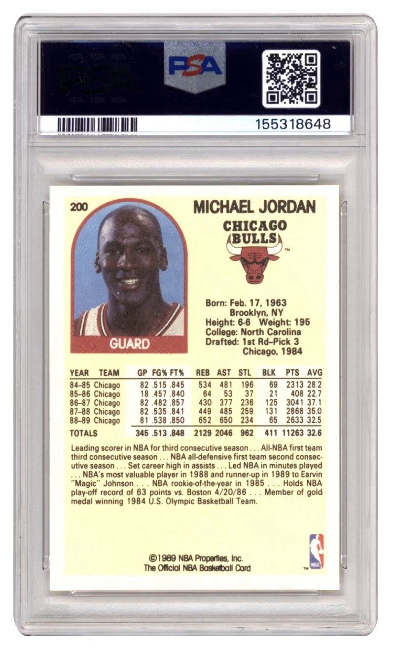 Michael Jordan 1989 Hoops Basketball PSA 9 Mint #200 view 2