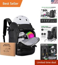 Padded 50L Ski Boot Bag with Drain Holes - Perfect for Skiers Snowboarders