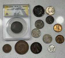 US Coin Collection. 1787 Jersey Colonial Copper, 1798 Large Cent, Silver & More!