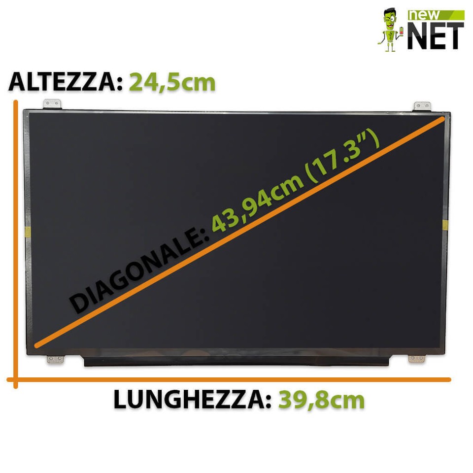 Schermo LED LCD di ricambio per laptop da 17,3 pollici, risoluzione WXGA HD+ (1600 x 900), 40 pin, lucido, compatibile con Chimei Innolux N173FGE-L23, senza funzione touch