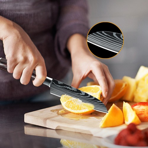 Küchenmesser Profi Kochmesser Japanisches Damast Kohlenstoffstahl Santoku Messer - Bild 18 von 24