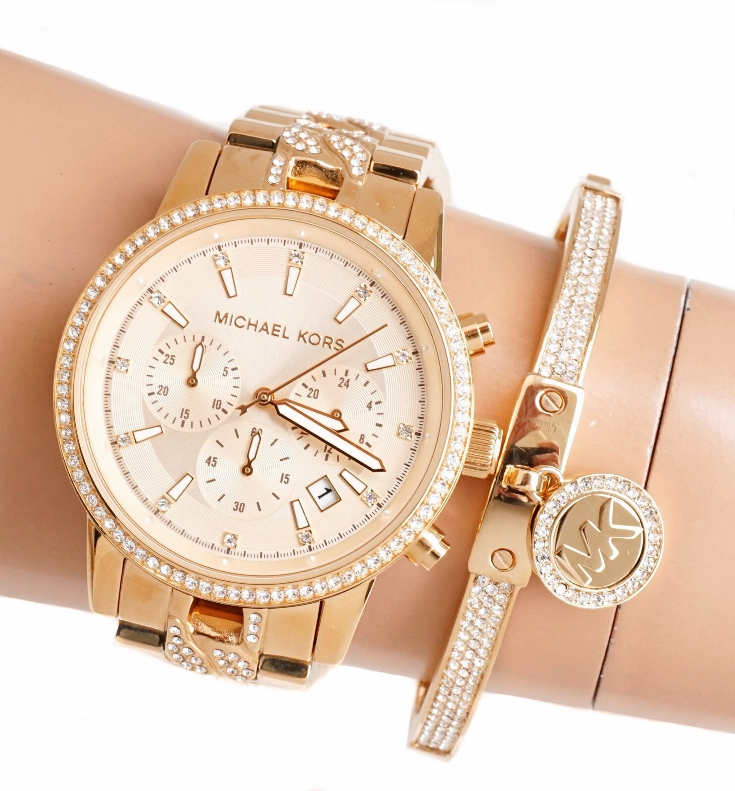 Часы Michael Kors Женские наручные часы MK6937 Ritz Chronograph Ip-Gold New