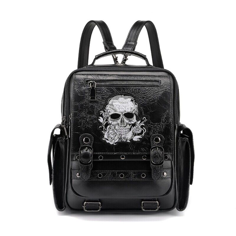 Women Skull Head Backpack Students School Bookbag Ladies