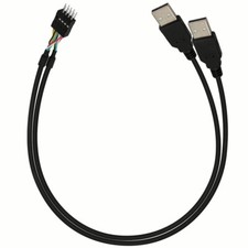 Dual Type 9Pin Motherboard Male Header To Dual USB2.0 A Male Adapter Cable 50cm
