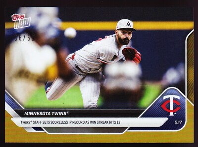 Twins Record Pablo Lopez Joe Ryan Bailey Ober Jax 2025 Topps Now #190 Gold 06/50