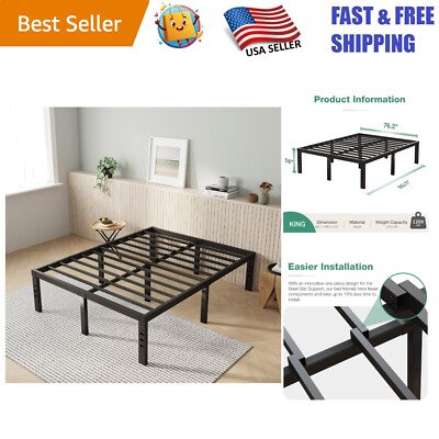 Space-Saving King Size Metal Bed Frame - 1200 lb Capacity, Squeak Resistant
