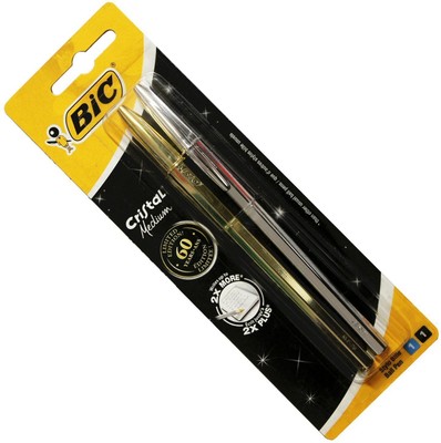BiC Cristal Kugelschreiber blau & schwarz Tinte Gold & Silber limitierte Auflage SR2H