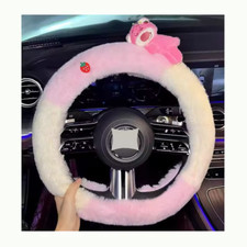 Pink Cute Cartoon Plush Steering Wheel Cover Soft Warm Anti-slip Pink Cute Cartoon Plush Steering Wheel Cover Soft Warm Anti-slip