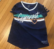 justice Active Gymnastics Gymnast Blue Top Shirt Size:6/7 EUC