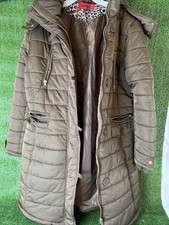 Womens Sz Large Excelled Faux Fur Hooded Puffer Jacket Coat Brown Nwot