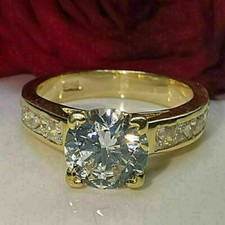 2 Ct Round Lab-Created Diamond Solitaire Engagement Ring 14k Yellow Gold Plated