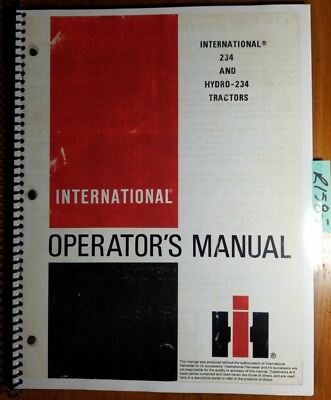 IH International 234 & Hydro 234 Tractor Owner Operator's Manual 1258522C3 6/83