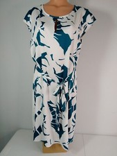 ANN TAYLOR, dress, NWT, Size L, Aqua & White, MSRP $119.99