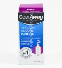 ScarAway medical grade SILICONE SCAR GEL .35oz Diminish Old & New Scars 02/2027