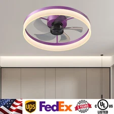 20 in Ceiling Purple LED Fan Light Kit With App & Remote Control Lamp Fixture UL