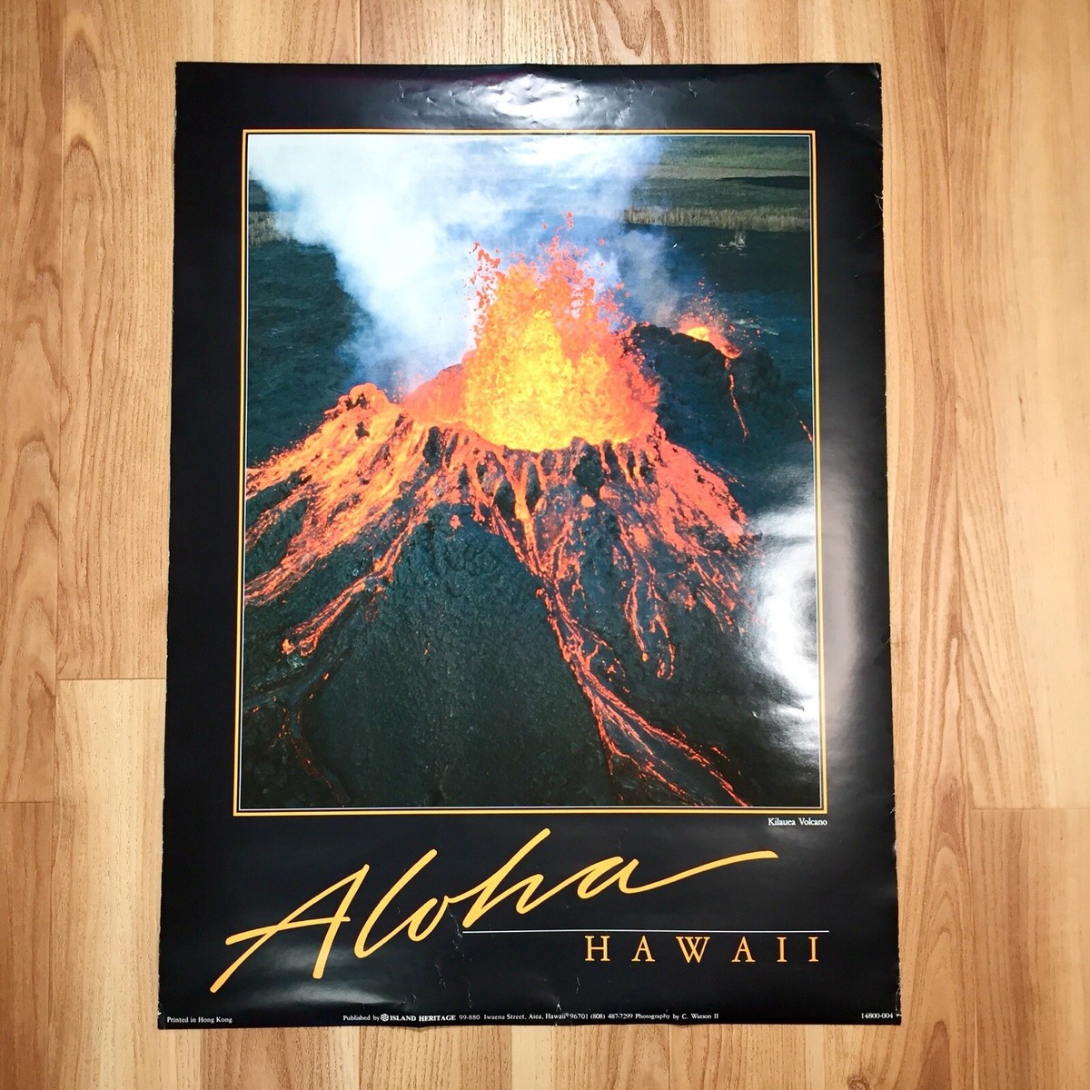 Vtg Kilauea Volcano Hawaii Poster Aloha Tourist Island Heritage 23