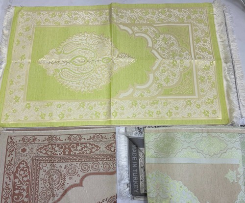 Luxury Islamic Prayer Gift Velvet Prayer Rug Sajjadah Janamaz 46" x 27" Turkish - Picture 10 of 12