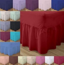 Plain Frilled Fitted Valance Bed Sheets Poly Cotton Pillowcases Sold Separately