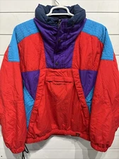 VTG Tyrolia By Head Ski Coat Winter Pullover Jacket Mens XL Red Color Block 80s