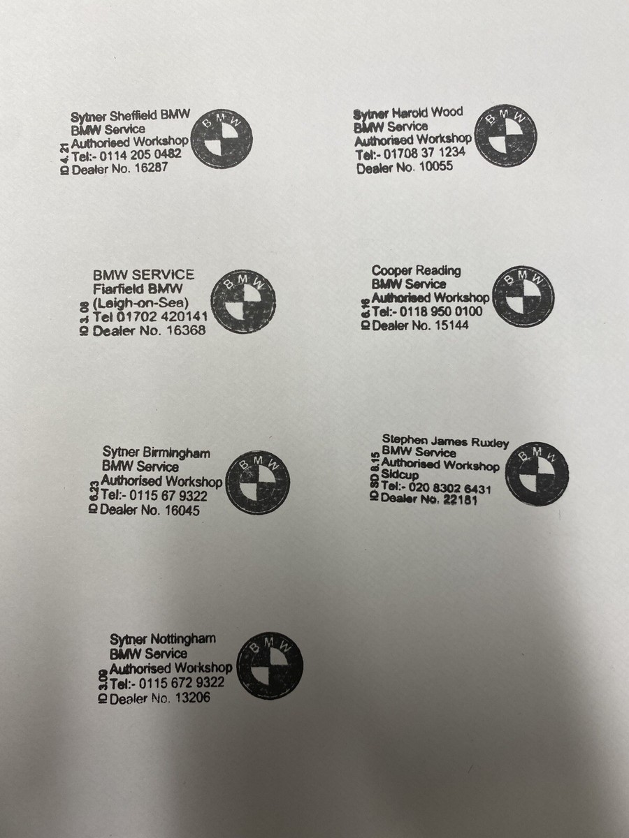 Bmw Service Book Stamped With Multiple Locations, Recover