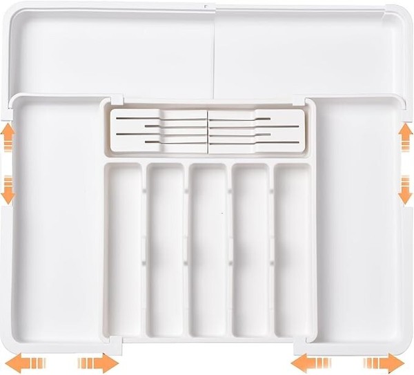 Zhulyiwin Besteckkasten FüR Schubladen, Verstellbarer Schubladen Organizer KüChe-image