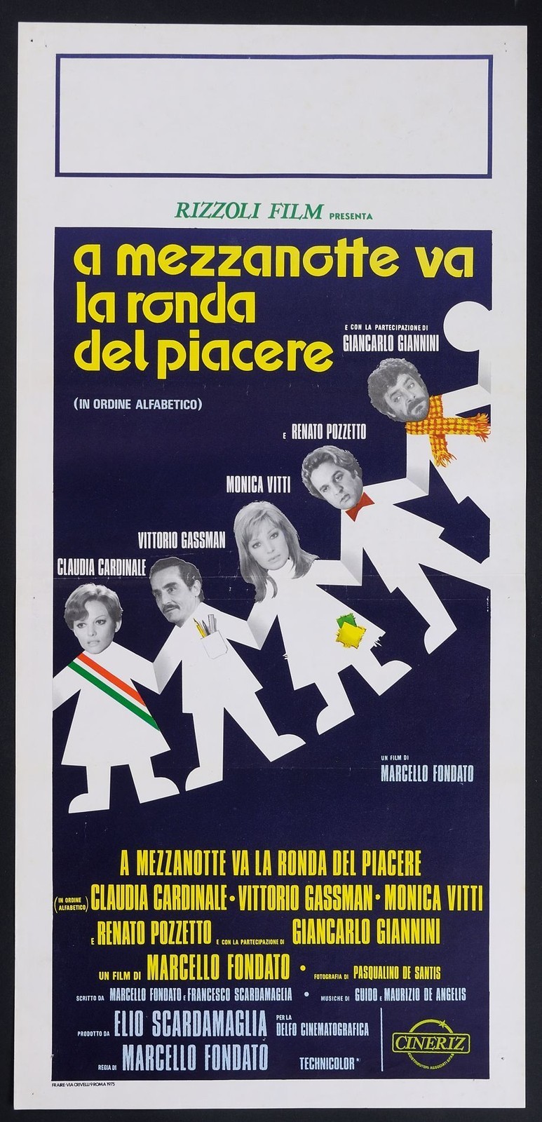 Locandina originale film A mezzanotte va la ronda del piacere (1975) - Regia di Marcello Fondato