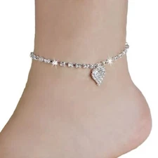 Women's Fashion Jewelry Anklet Crystal Heart Pendant Ankle Bracelet 