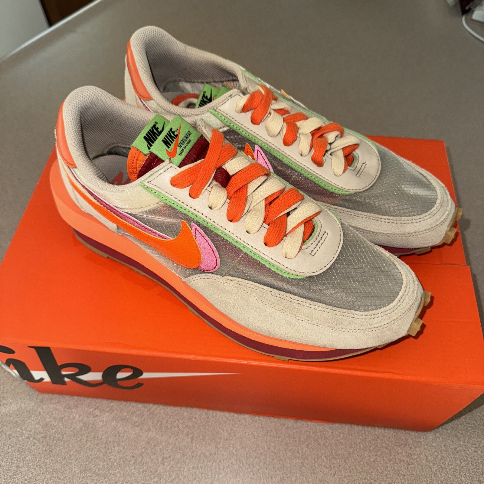 SACAI X NIKE Size 10 Nike sacai x Clot x LDWaffle Net Orange Blaze