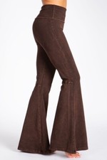 Chatoyant Mineral Wash Seam Detail Bell Bottoms Brown Small