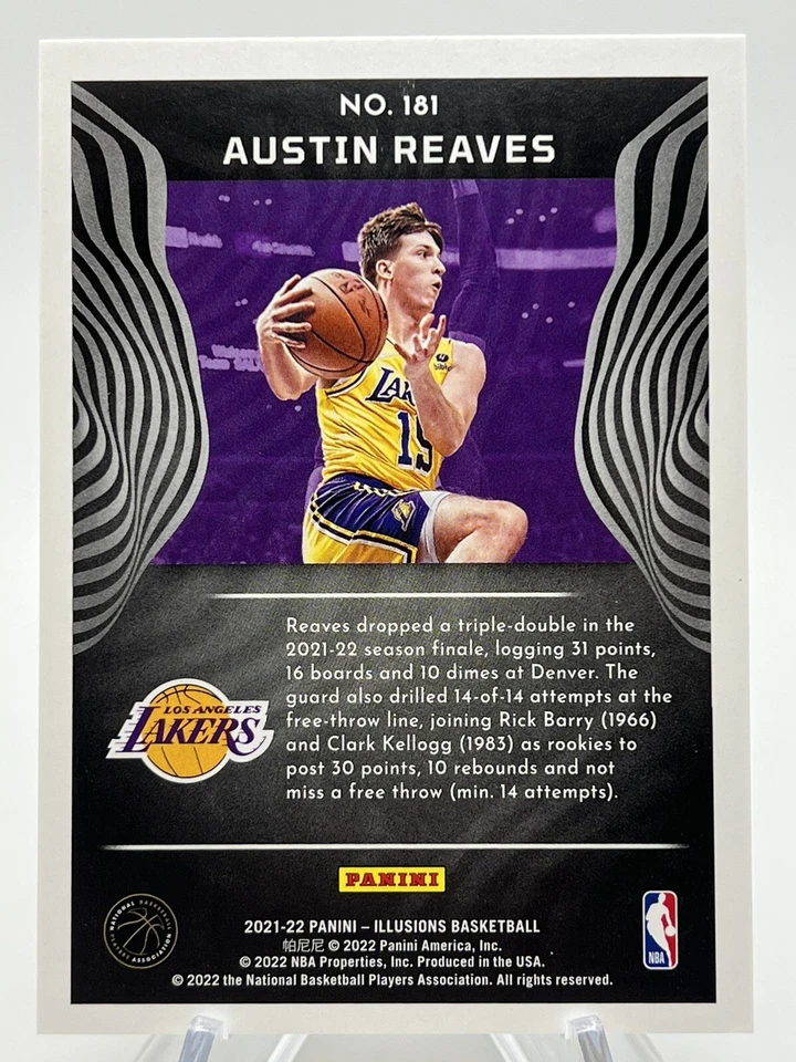 2021-22 Panini Illusions #181 Austin Reaves Refractor Rookie Card (RC) LA Lakers - Image 2 of 4