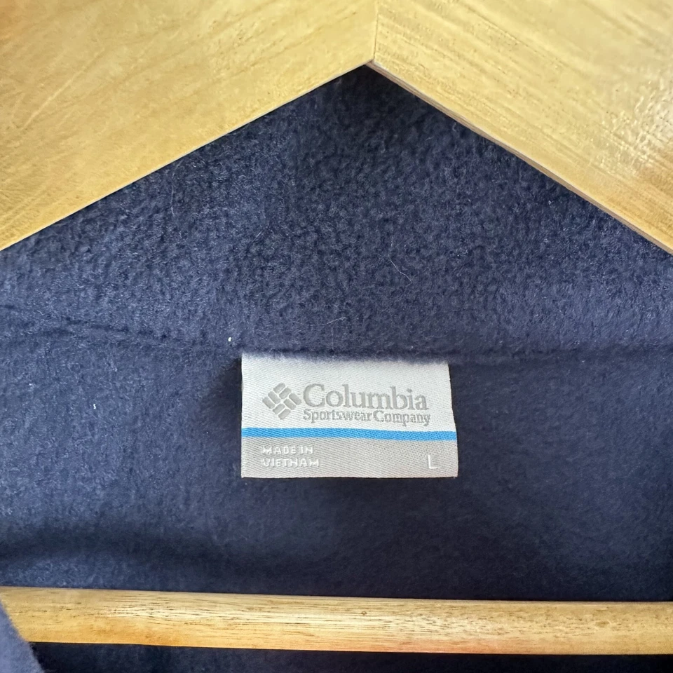 Pulôver feminino Columbia grande lã azul 1/4 botão de pressão externo - Imagem 3 de 4