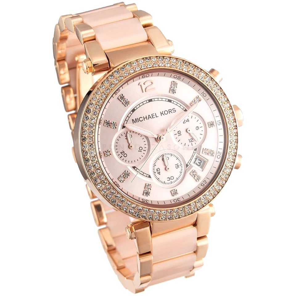 Michael Kors Parker Rose Gold-Tone Blush Acetate Band Women's Watch MK5896 - image 2 of 4