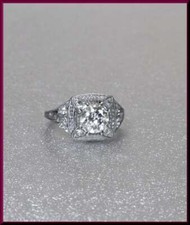 925 Solid Silver Art Deco Women's Engagement Ring With Old European Cut 1.8CT CZ