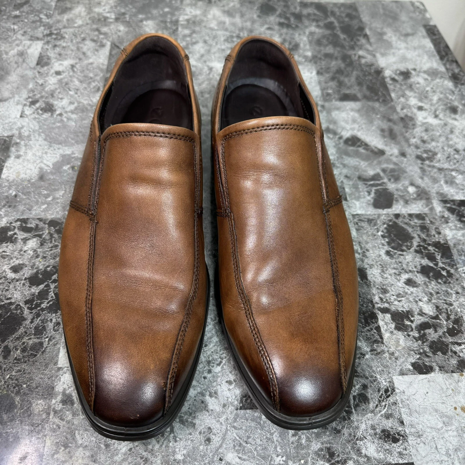 Scarpe eleganti Ecco uomo Minneapolis mocassini slip on punta bici marrone taglia 43