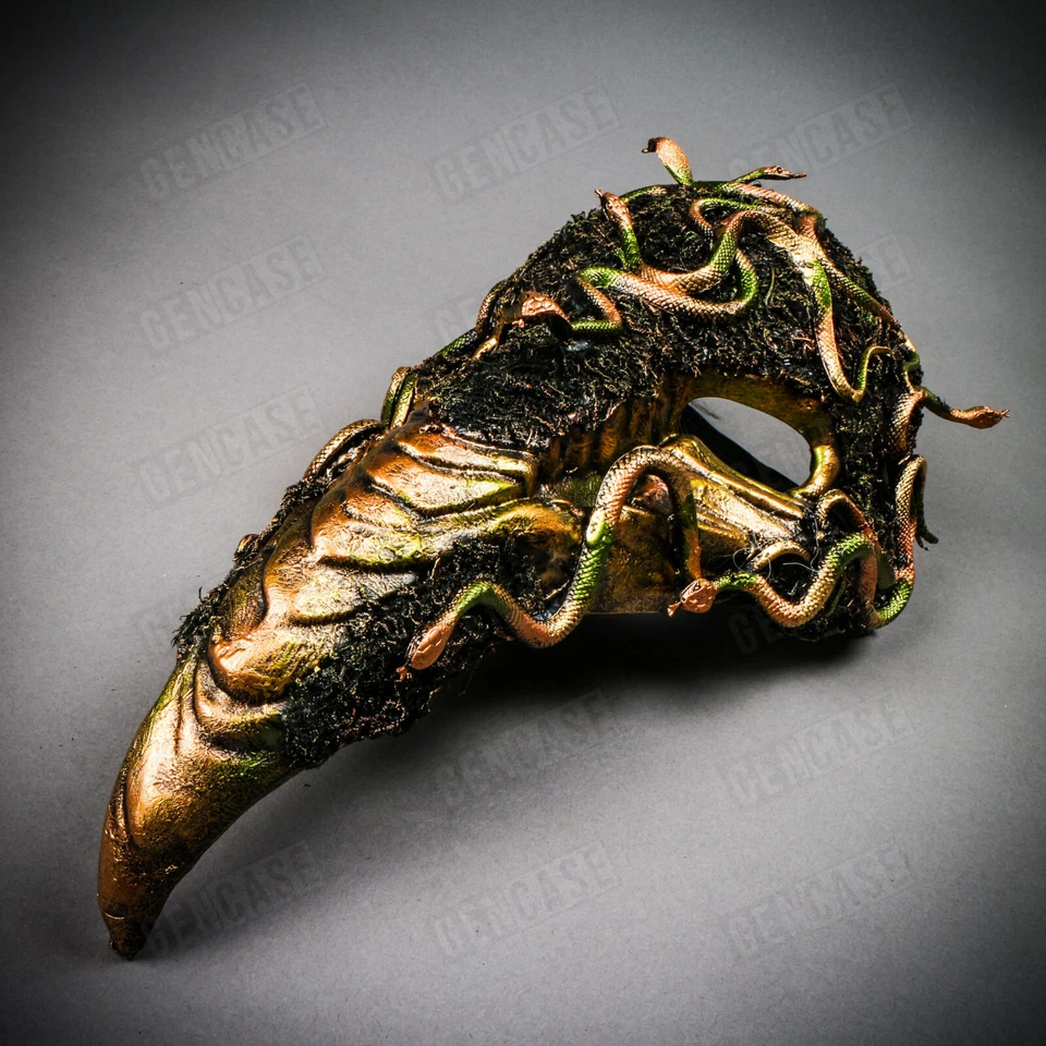 Medusa Snake Skull Raven Curved Nose Forest Gold Masqueade Beautiful Party Mask - Image 3 of 4
