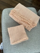 Cloth Tablecloth 58x116 With 10 Napkins Peach Colored Fringe READ