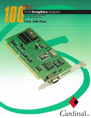Vintage Cardinal GA 100 Plus VGA Graphics Adapter 1 pg Color Brochure Flyer