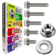 EEEEE 96-Piece Metric Hex Flanged Bolt & Nut Assortment Kit M8 Stainless Steel